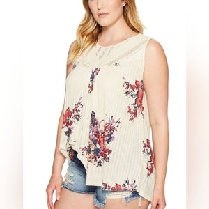 Lucky Brand knit floral flowy tank top